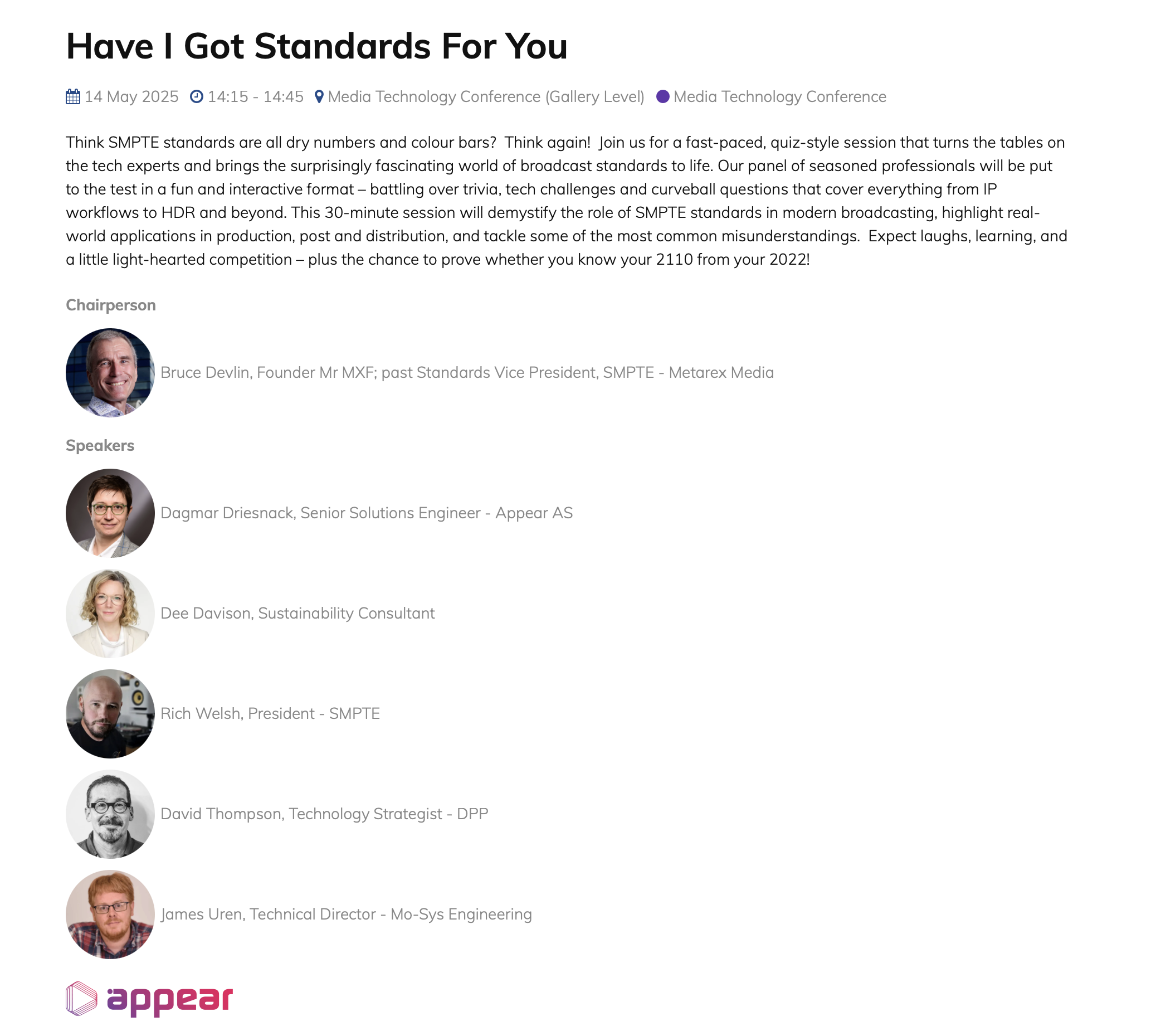 list of panelist