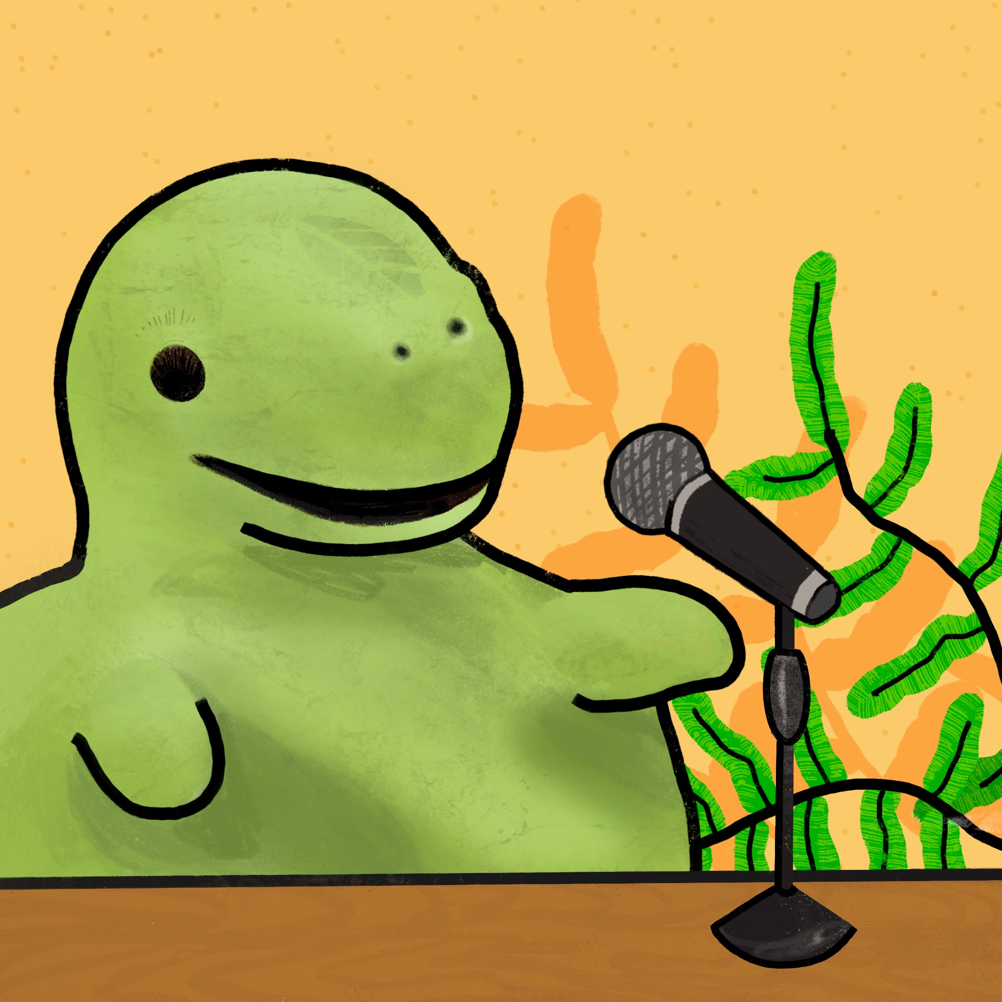 rexy with microphone